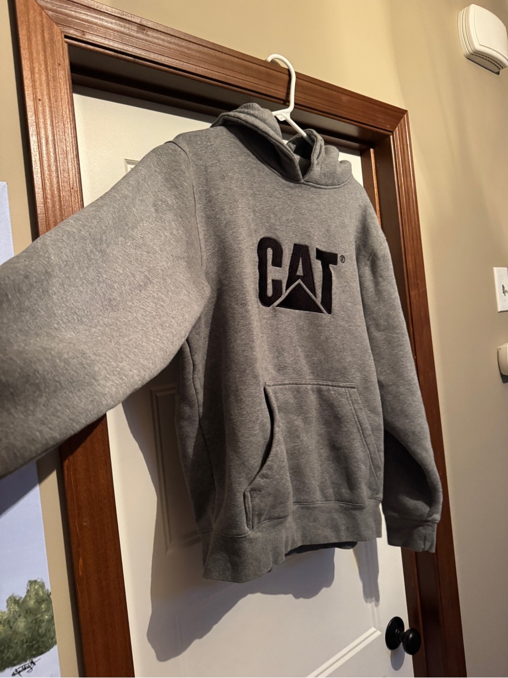 CAT Men's Grey Pullover Hoodie – Classic Logo Sweatshirt